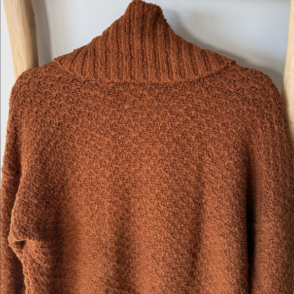 Anthropologie Denise Textured Knit Cocoon Cardigan Sweater Rust Orange Brown M - Picture 13 of 15